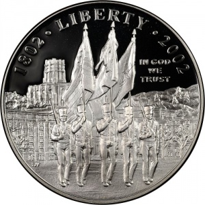 Аверс монеты США, 1 доллар, 2002, 200 лет Военной академии в Вест-Поинте