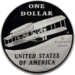 Реверс монеты США, 1 доллар, 2003, 100 лет первому полету