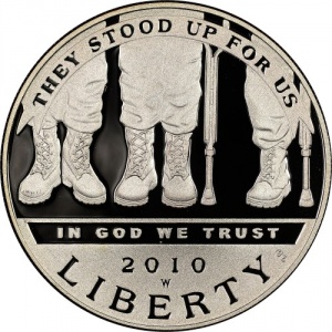 Аверс монеты США, 1 доллар, 2010, Инвалиды войны