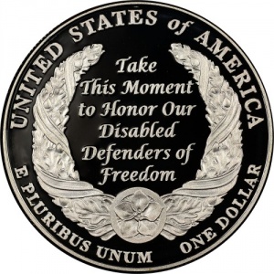 Реверс монеты США, 1 доллар, 2010, Инвалиды войны