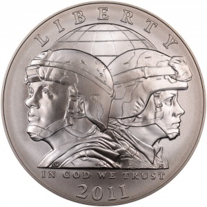 Реверс монеты США, 1 доллар, 2011, Армия США