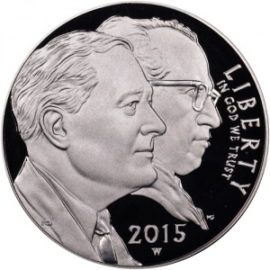 Аверс монеты США, 1 доллар, 2015, 75 лет фонду "March of Dimes"
