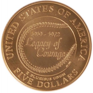 Реверс монеты США, 5 долларов, 1997, Джеки Робинсон