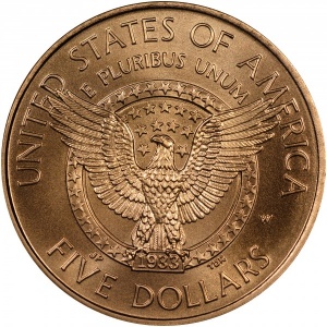 Реверс монеты США, 5 долларов, 1997, Франклин Делано Рузвельт