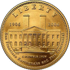 Аверс монеты США, 5 долларов, 2006, 100 лет Землетрясению в Сан-Франциско