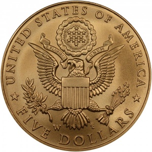 Реверс монеты США, 5 долларов, 2008, Белоголовый орлан