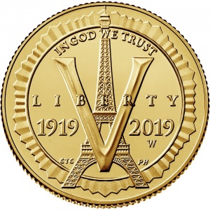 Аверс монеты США, 5 долларов, 2019, 100 лет американскому легиону