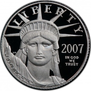 Аверс монеты США, 10 долларов, 2007, Американский Платиновый орел /Орел со щитом/