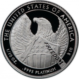 Реверс монеты США, 10 долларов, 2007, Американский Платиновый орел /Орел со щитом/