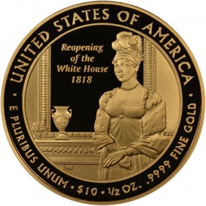 Реверс монеты США, 10 долларов, 2008, Первые леди - Элизабет Монро (1817–1825)