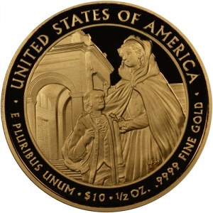 Реверс монеты США, 10 долларов, 2008, Первые леди - Луиза Адамс (1825–1829)