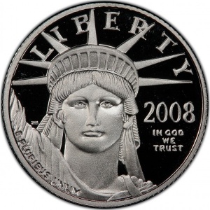 Аверс монеты США, 10 долларов, 2008, Американский Платиновый орел /Юстиция/
