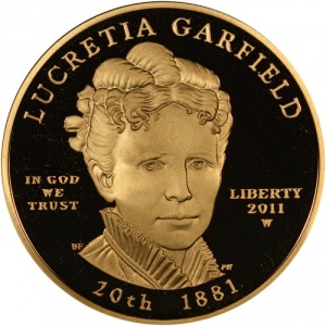 Аверс монеты США, 10 долларов, 2011, Первые леди - Лукреция Гарфилд (1881)