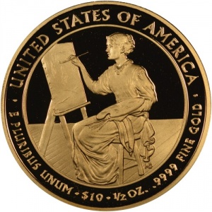 Реверс монеты США, 10 долларов, 2011, Первые леди - Лукреция Гарфилд (1881)