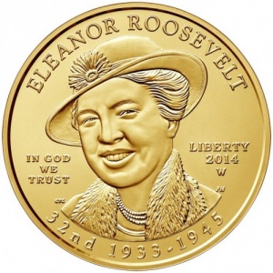 Аверс монеты США, 10 долларов, 2014, Первые леди - Элеонора Рузвельт (1933-1945)