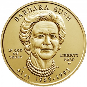 Аверс монеты США, 10 долларов, 2020, Первые леди - Барбара Буш (1989-1993)