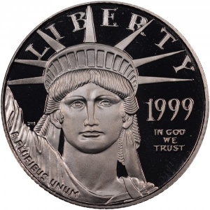 Аверс монеты США, 25 долларов, 1999, Американский Платиновый орел /Водно-болотные угодья/