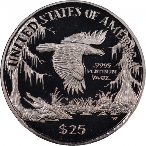 Реверс монеты США, 25 долларов, 1999, Американский Платиновый орел /Водно-болотные угодья/