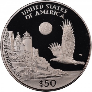 Реверс монеты США, 50 долларов, 1998, Американский Платиновый орел /Новая Англия/