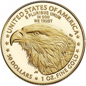 Реверс монеты США, 50 долларов, 2021-2025, Американский золотой орел /Орлиная голова/