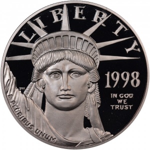 Аверс монеты США, 100 долларов, 1998, Американский Платиновый орел