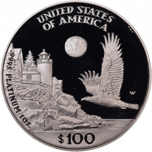 Реверс монеты США, 100 долларов, 1998, Американский Платиновый орел