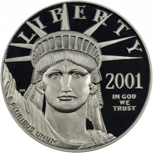 Аверс монеты США, 100 долларов, 2001, Американский Платиновый орел