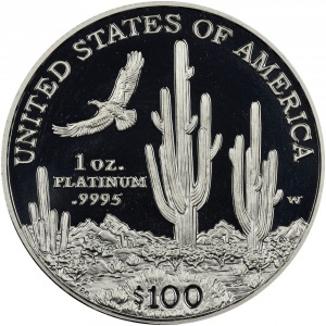 Реверс монеты США, 100 долларов, 2001, Американский Платиновый орел