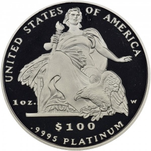 Реверс монеты США, 100 долларов, 2004, Американский Платиновый орел