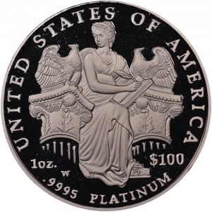 Реверс монеты США, 100 долларов, 2006, Американский Платиновый орел
