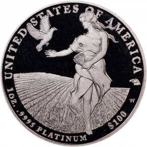 Реверс монеты США, 100 долларов, 2011, Американский Платиновый орел