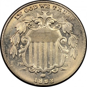 Аверс монеты США, 5 центов, 1867-1883, Щит Союза