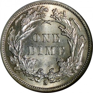 Реверс монеты США, 1 дайм, 1875-1891, Seated Liberty Dime
