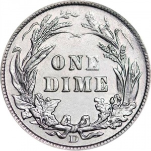 Реверс монеты США, 1 дайм, 1892-1916, Barber Dime