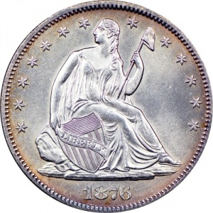 Аверс монеты США, ½ доллара, 1875-1891, Полдоллара "Сидящая Свобода"