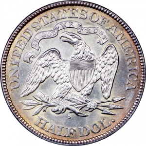 Реверс монеты США, ½ доллара, 1875-1891, Полдоллара "Сидящая Свобода"