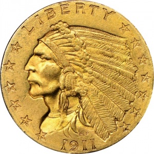 Аверс монеты США, 2½ доллара , 1908-1929, Голова индейца