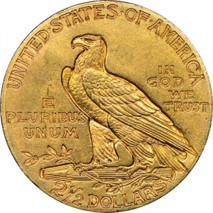 Реверс монеты США, 2½ доллара , 1908-1929, Голова индейца