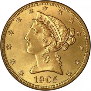 Аверс монеты США, 5 долларов, 1866-1908, Половина орла