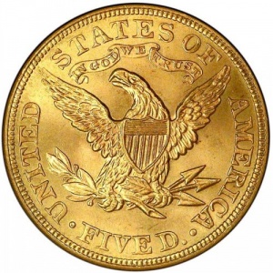 Реверс монеты США, 5 долларов, 1866-1908, Половина орла