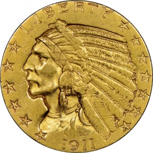Аверс монеты США, 5 долларов, 1908-1929, Голова индейца