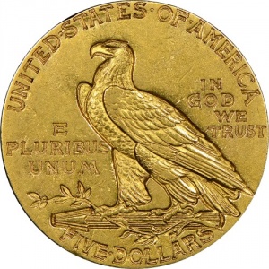 Реверс монеты США, 5 долларов, 1908-1929, Голова индейца