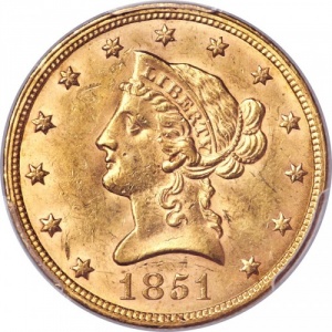 Аверс монеты США, 10 долларов, 1839-1866, Орёл