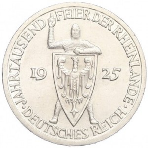 Аверс монеты Германия, 3 рейхсмарки, 1925, Тысячелетие Рейнской области (Рейнланда)