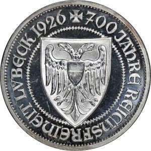 Реверс монеты Германия, 3 рейхсмарки, 1926, 700 лет статусу свободного города Любека