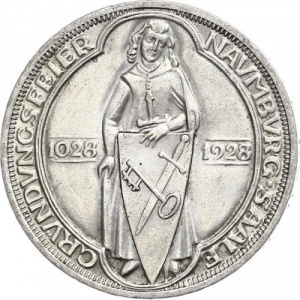 Реверс монеты Германия, 3 рейхсмарки, 1928, 900 лет Наумбургу