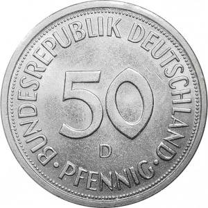 Аверс монеты Германия, 50 пфеннигов, 1950-2001