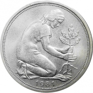 Реверс монеты Германия, 50 пфеннигов, 1950-2001