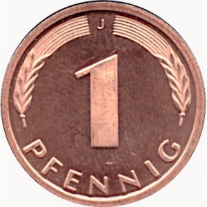 Реверс монеты Германия, 1 пфенниг, 1950-2001