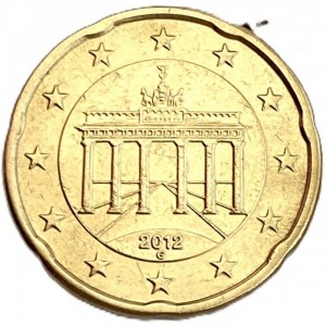 Аверс монеты Германия, 20 евроцентов, 2007-2026